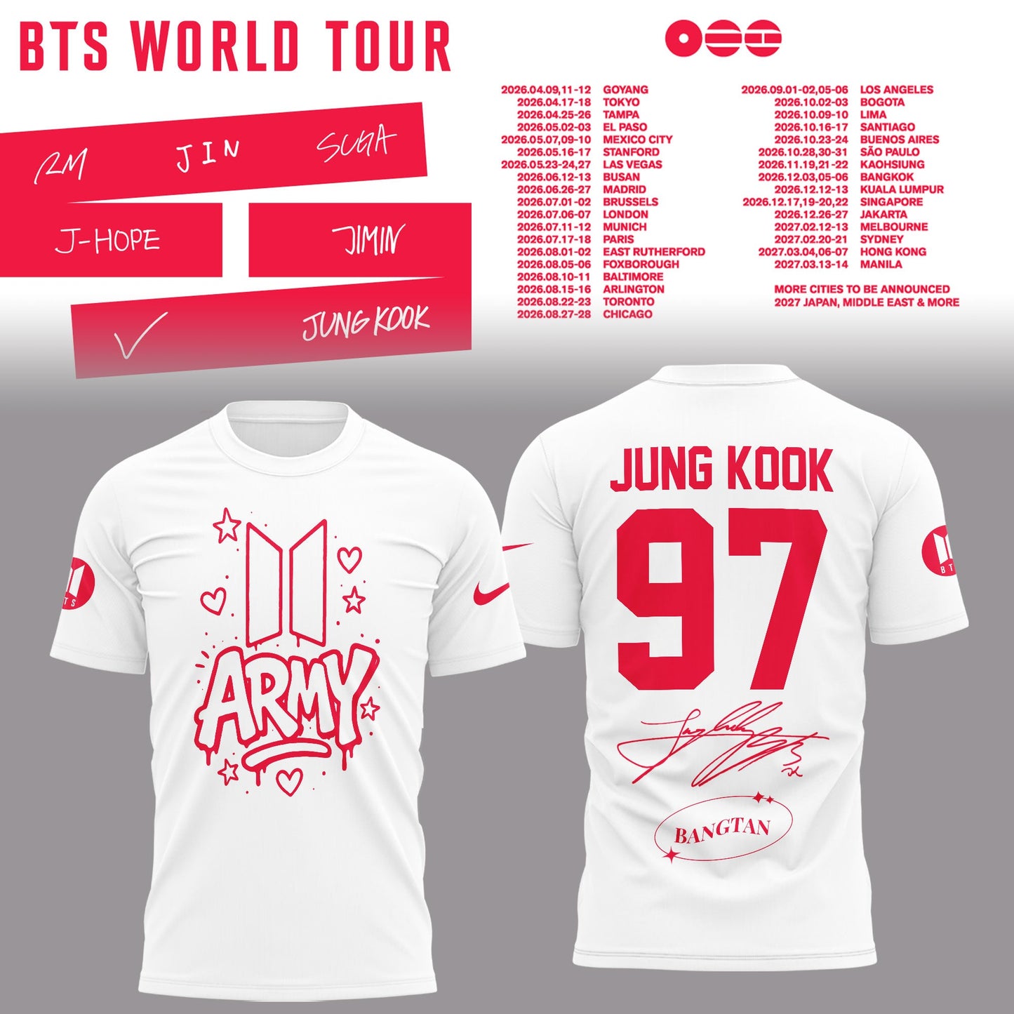BTS Jung Kook World Tour 2026 Limited Edition Shirt