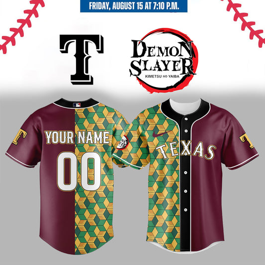,,,,Texas Rangers _  Limited Edition Demon Slayer Jersey 2025 (Custom Name & Number)