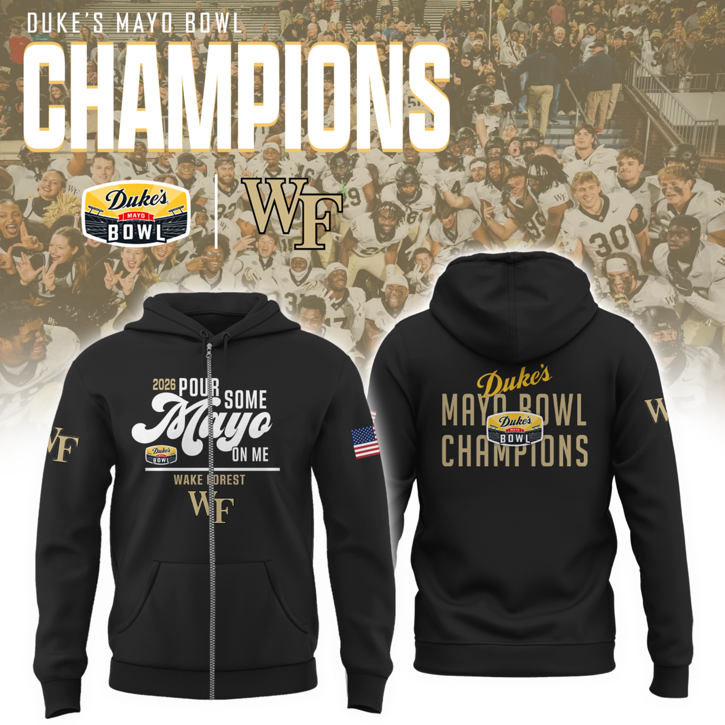 Wake Forest - 2026 DUKE'S MAYO BOWL Champion Zip Hoodie