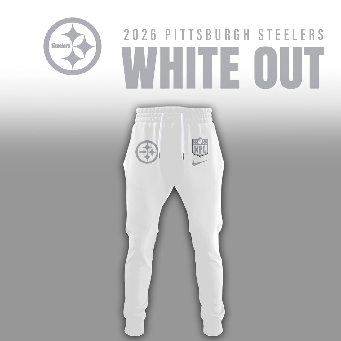 Pittsburgh Steelers 2025 Winter White Out Combo Hoodie
