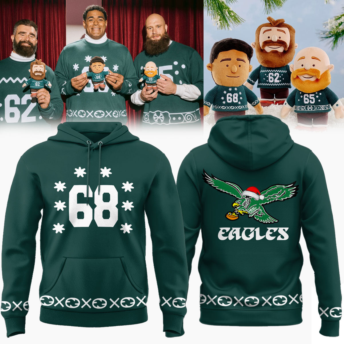 🦅 Philadelphia Eagles Christmas Edition – #68 Fan Holiday Hoodie