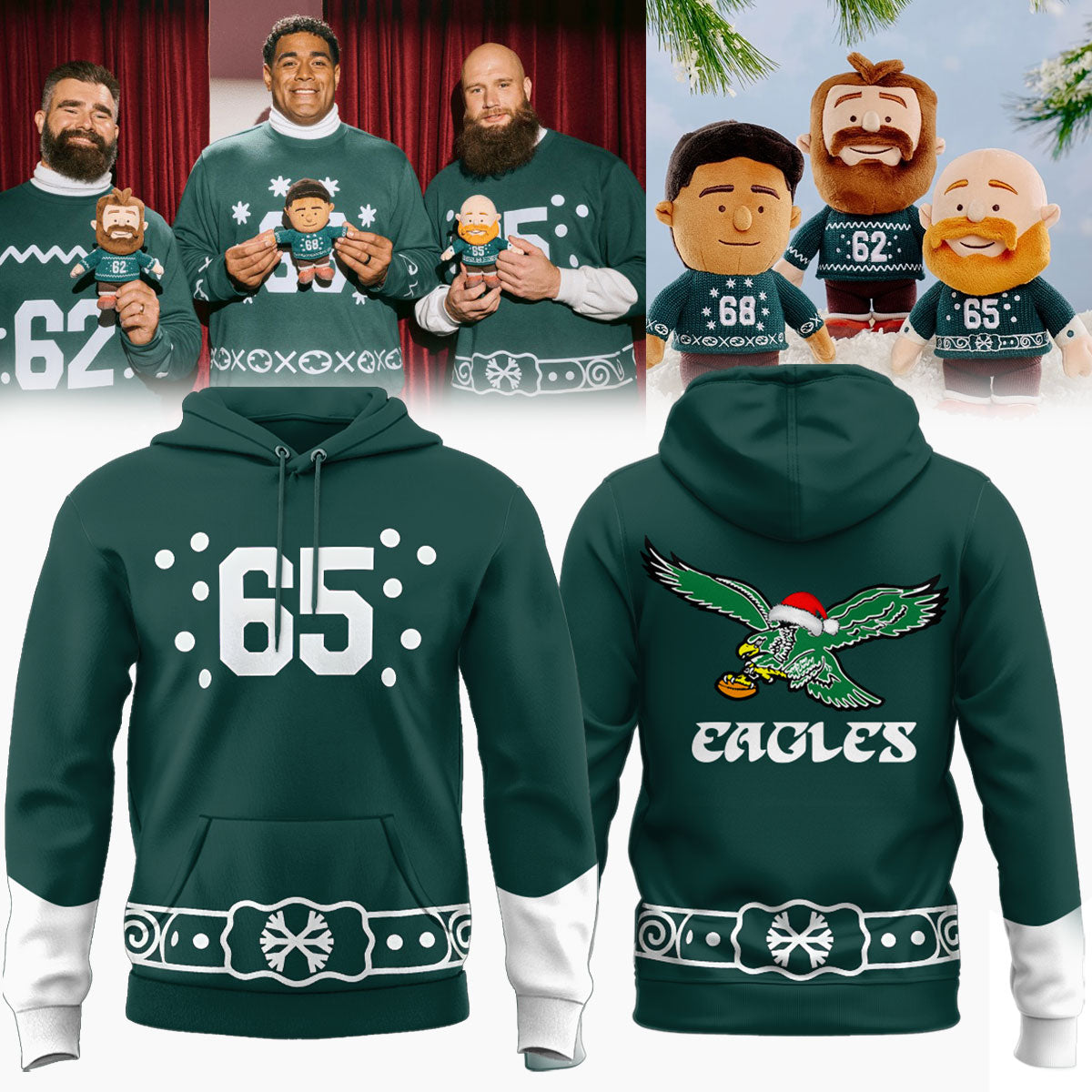 🦅 Philadelphia Eagles Christmas Edition – #65 Fan Holiday Hoodie