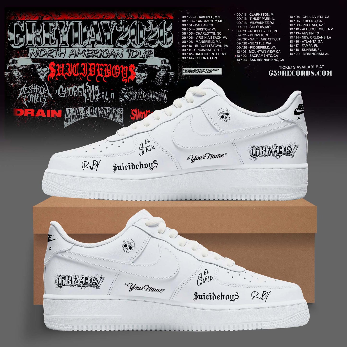 Greyday 2026 “ North American Tour AF1 Shoes