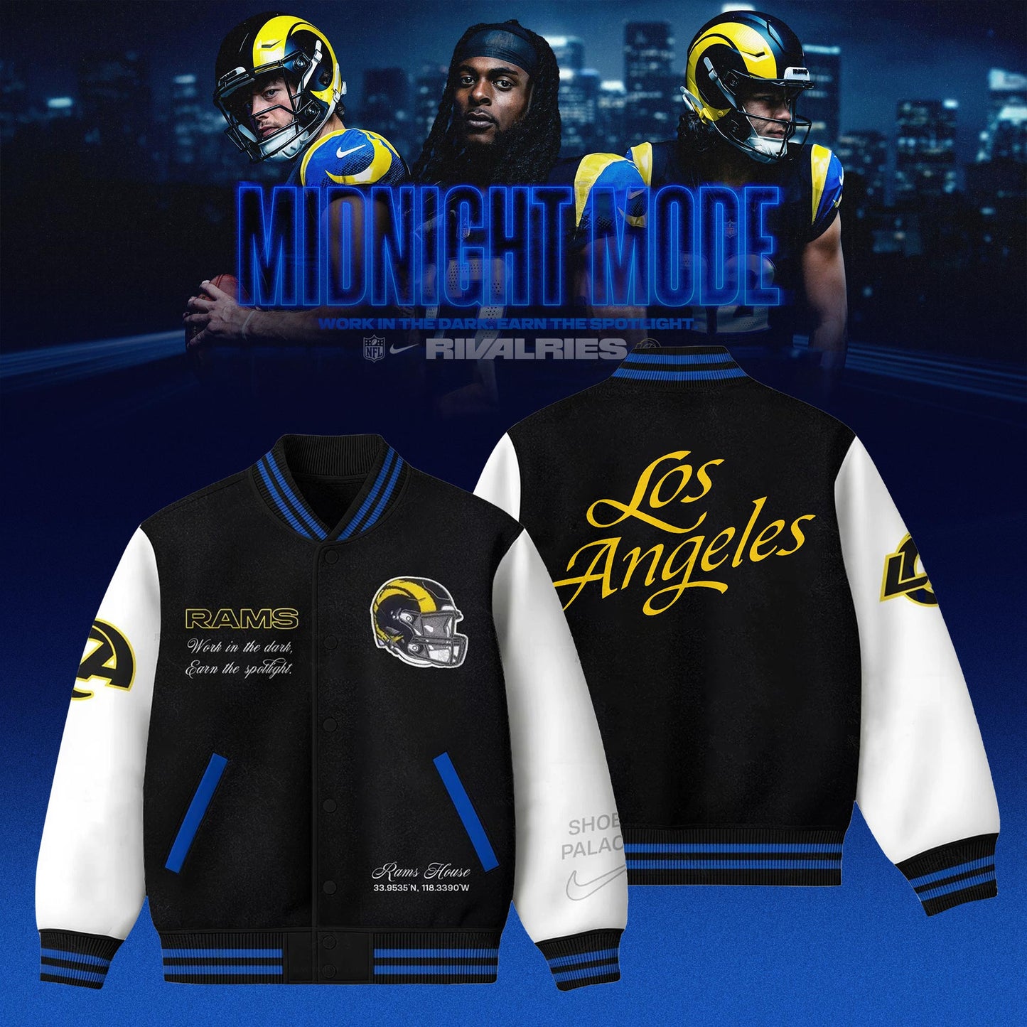 _ Los Angeles Rams Midnight Blue 2025 Rivalries Special Bomber Jacket