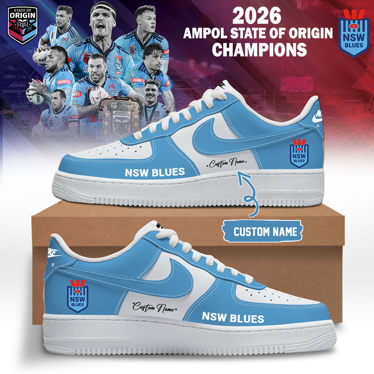 NSW Blues Champions State of Origin 2026 AF1 Shoes