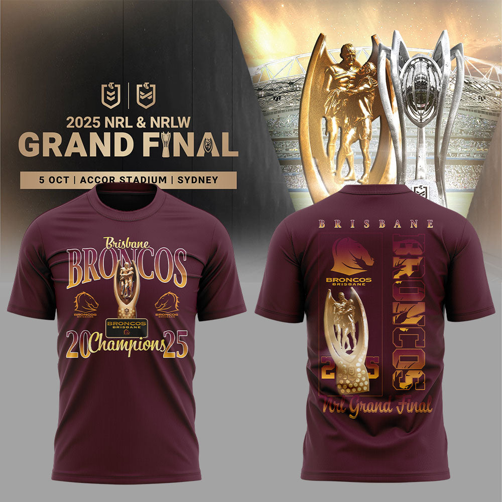 B.Broncos NRL Finals 2025 Champions Signature Combo Shirt