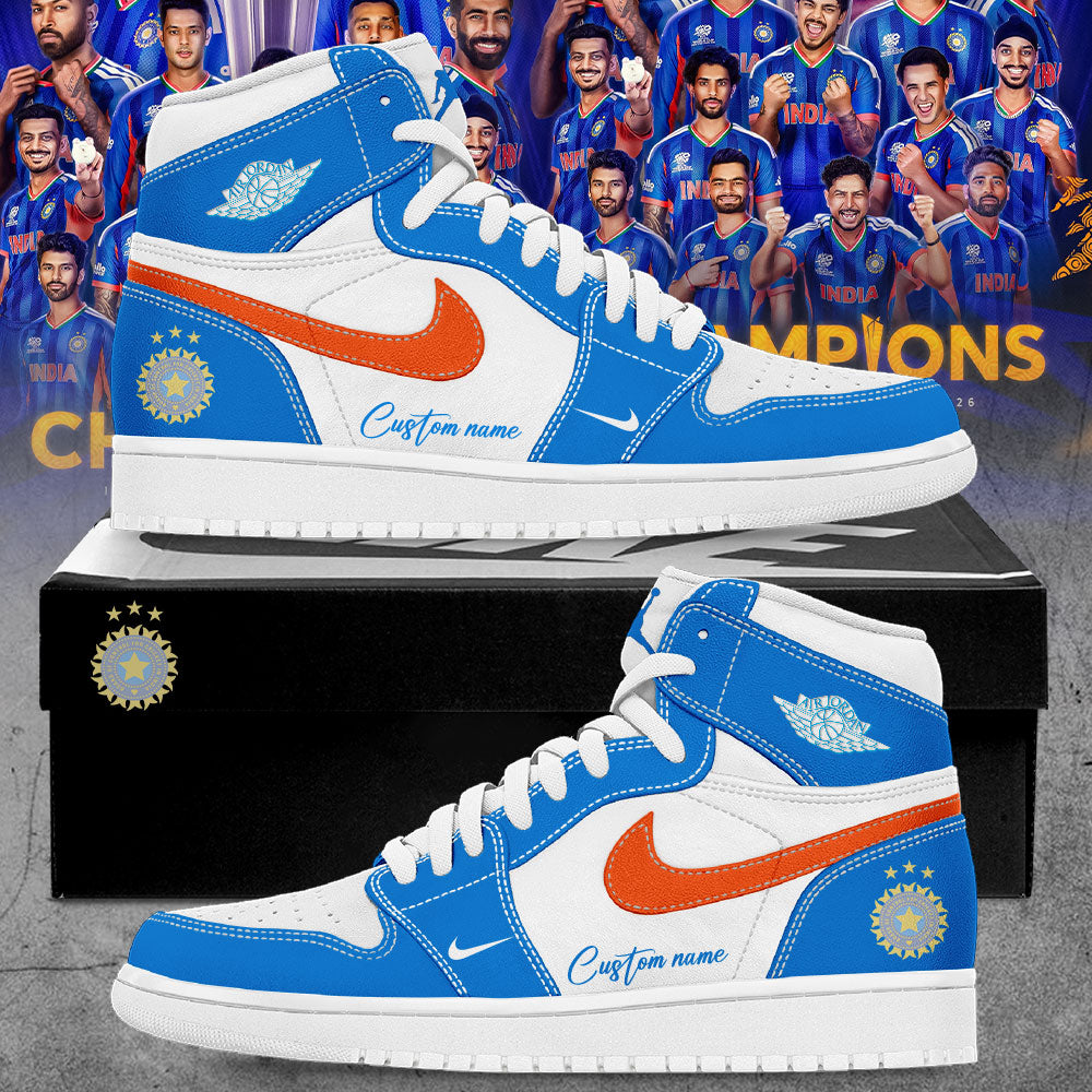 Cricket India 2026 T20 World Cup Champions Custom Name Shoes