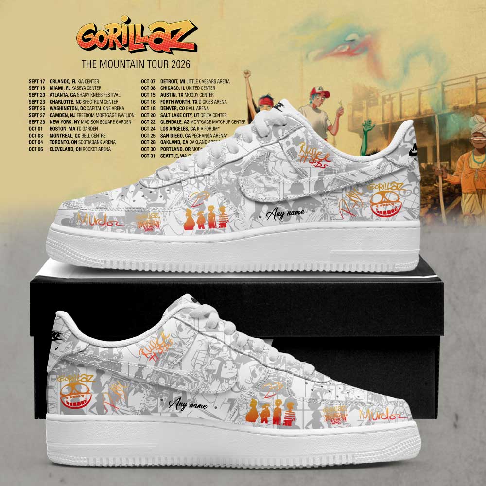 Gorillaz The Mountain Tour (2026–2027) Signature Custom Name AF1 Shoes