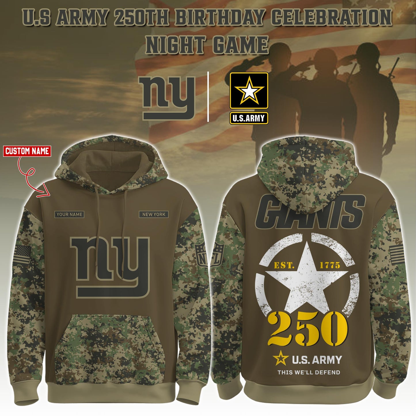 NYG-Army 250th Birthday Hoodie Limited Edions