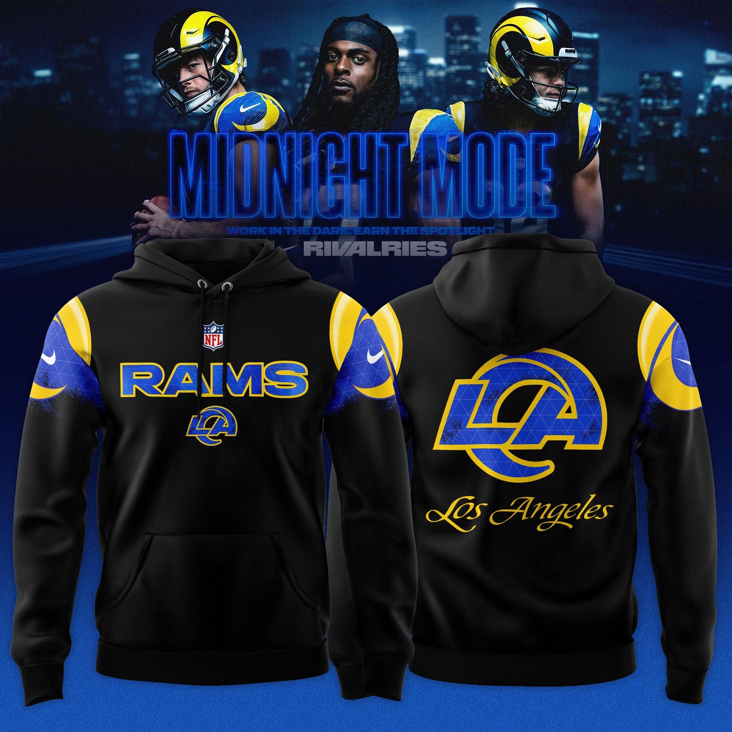 _ Los Angeles Rams Midnight Blue 2025 Rivalries Special Hoodie