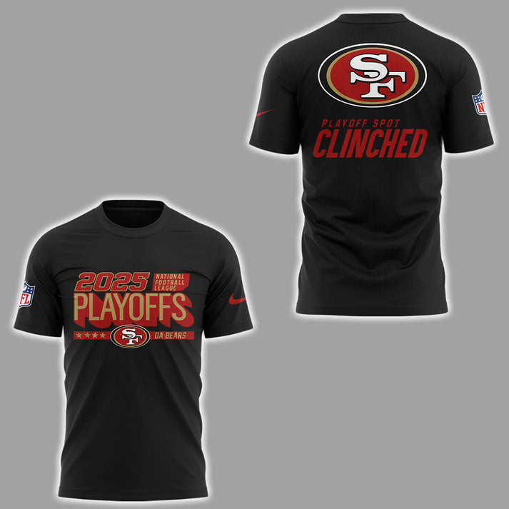Limited Edition 2025 49ers Playoffs Clinched T-Shirt