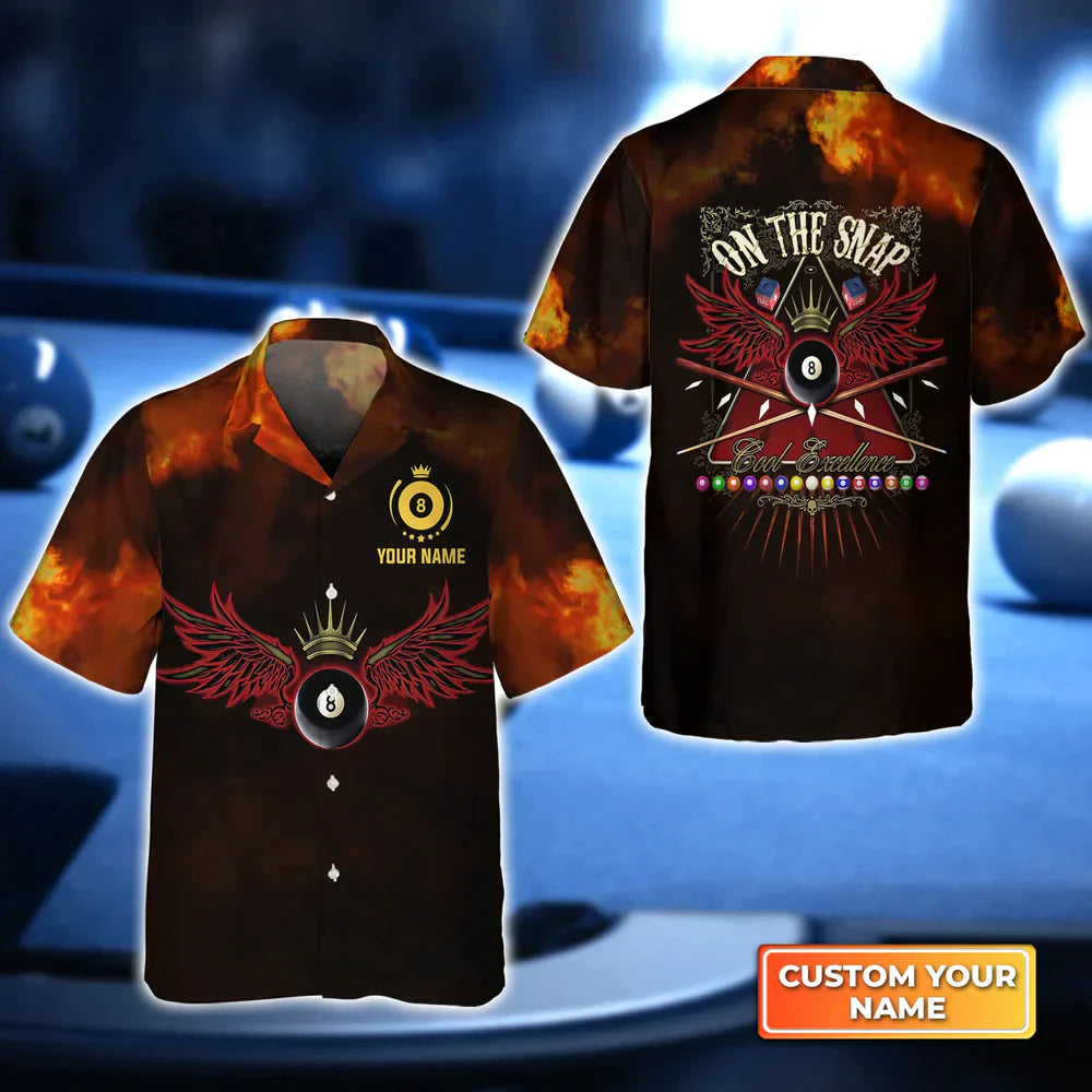 On the Snap Billiard Pool 8 Ball Personalized Name Hawaiian Shirt | Billiards Shirt