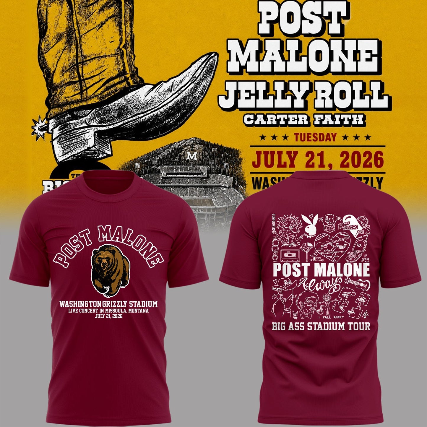 Limited Edition Big Ass Stadium Tour At Washington-Grizzly Stadium Shirt