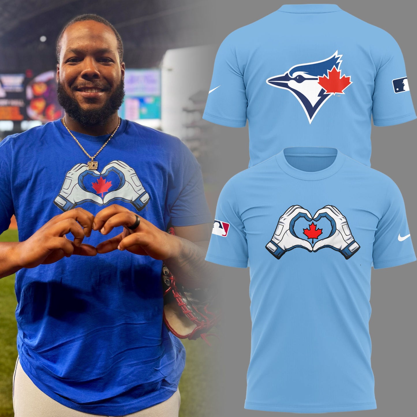 Limited Edition Blue Jays Baseball Vladdy George’s signature hand heart TShirt v2