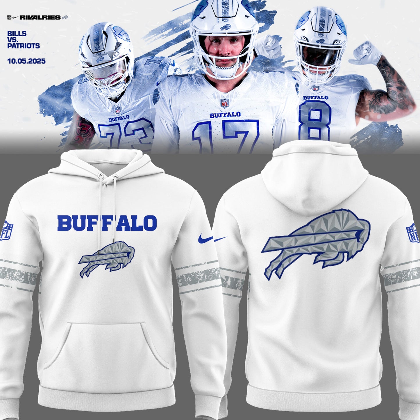 Buffalo Bills Cold Front Rivalries Hoodie | Cap | Joggers V6