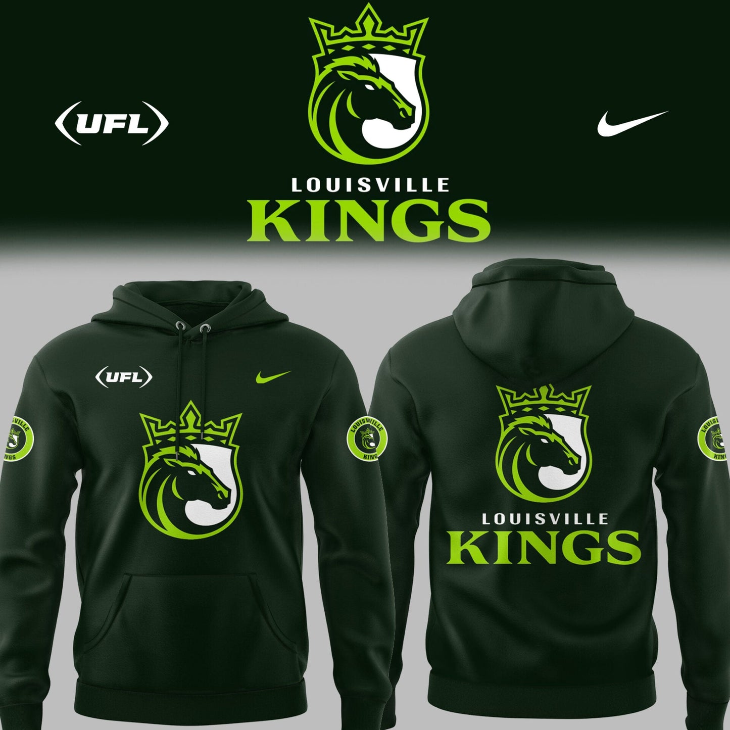 Limited Edition Louisville Kings Football Green Hoodie-PU25100917