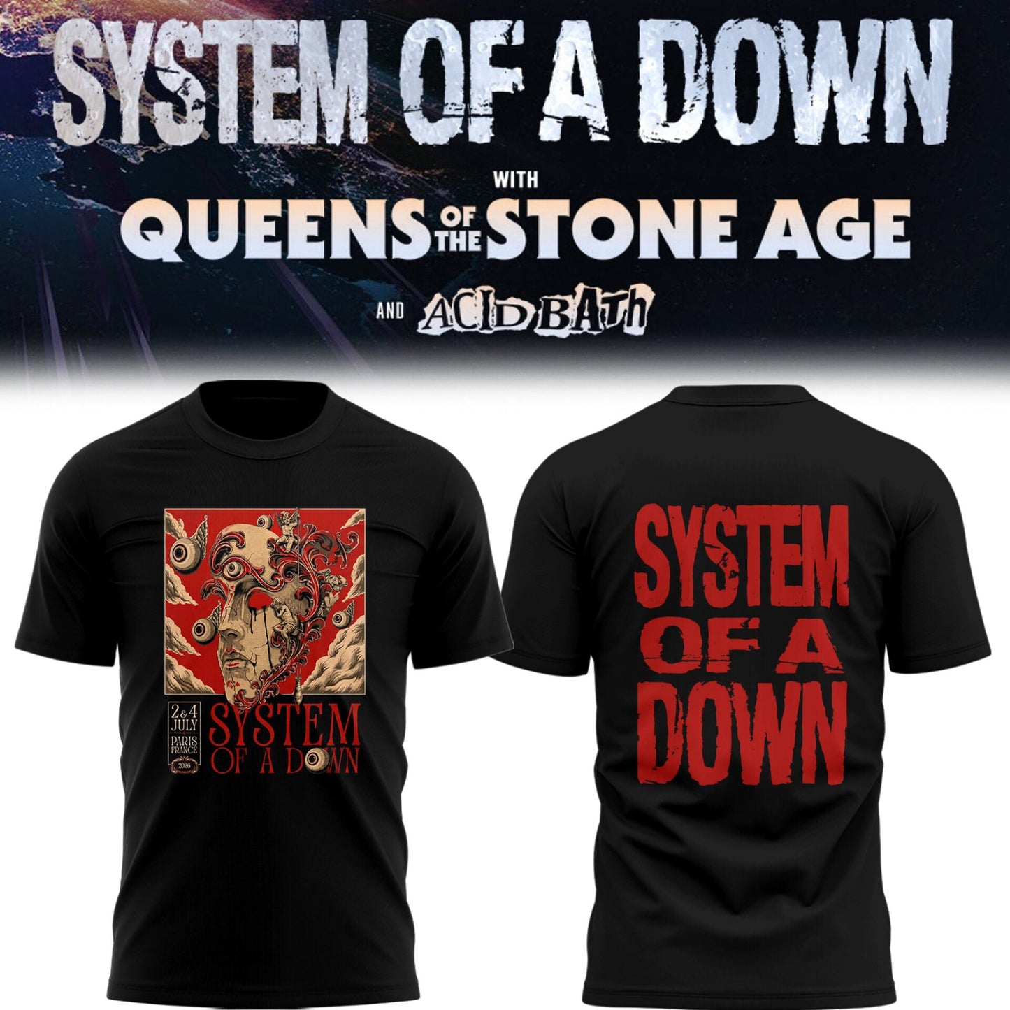 Limited Edition SOAD UK & Europe Stadium Tour 2026 T-Shirt