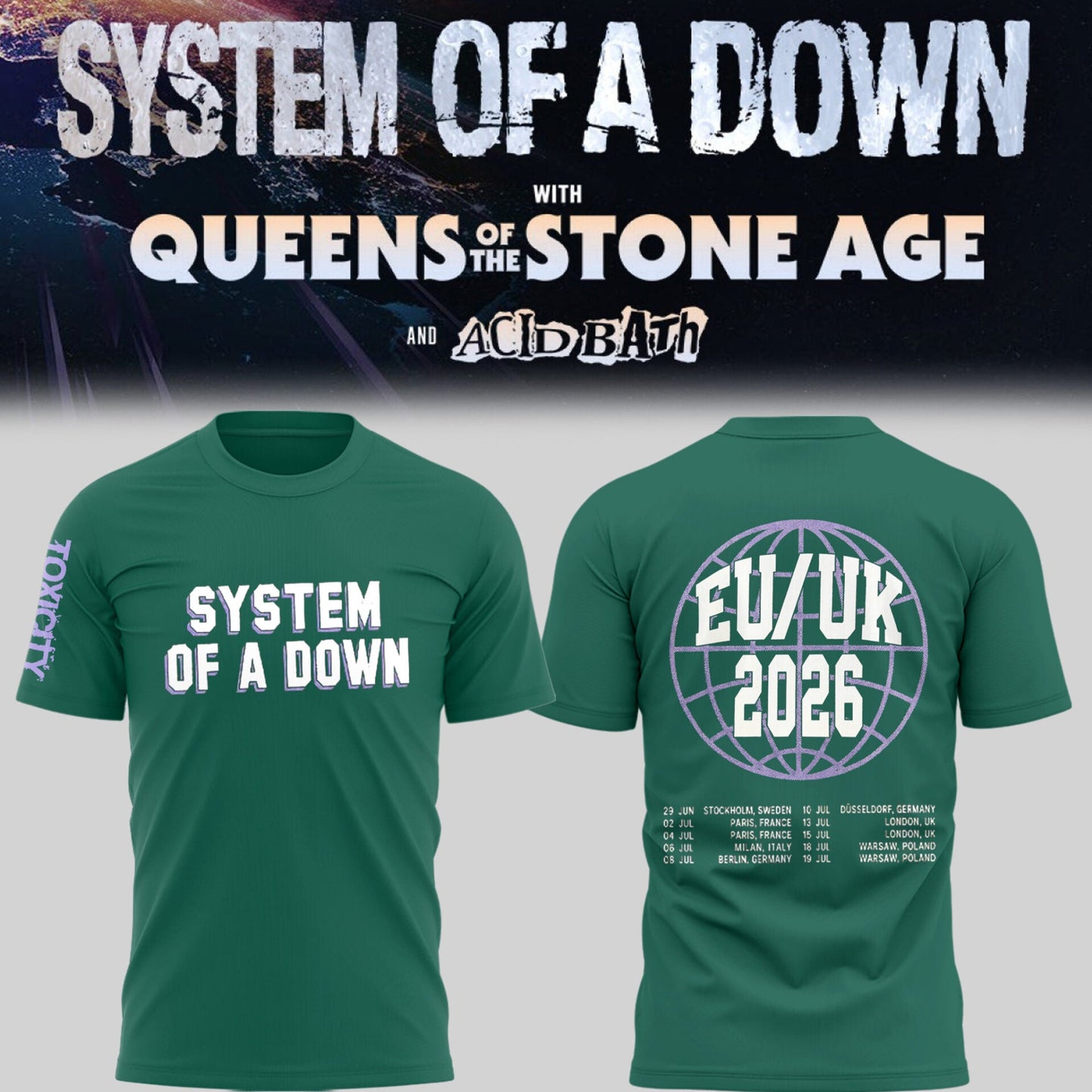 Limited Edition SOAD UK & Europe Stadium Tour 2026 T-Shirt