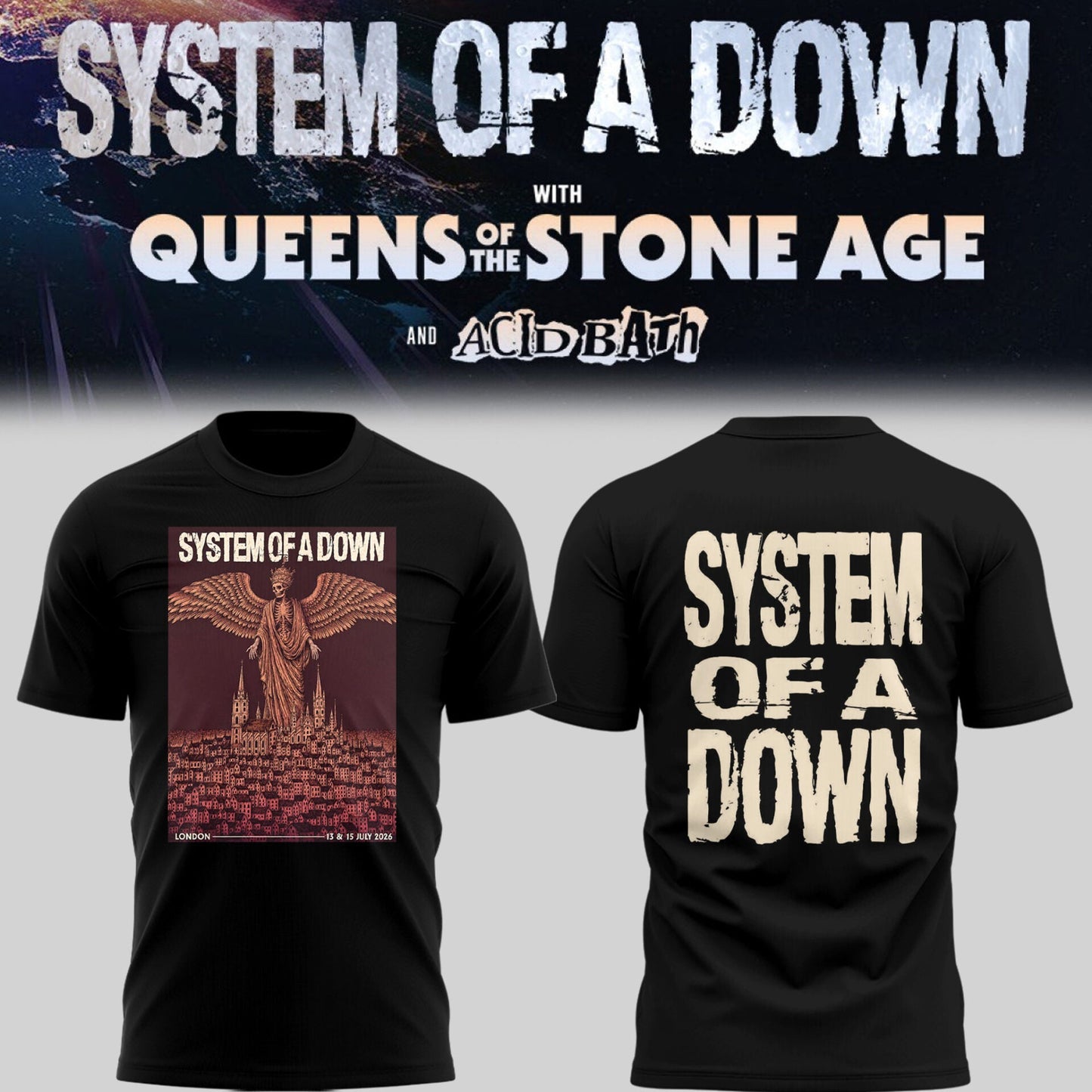 Limited Edition SOAD UK & Europe Stadium Tour 2026 T-Shirt