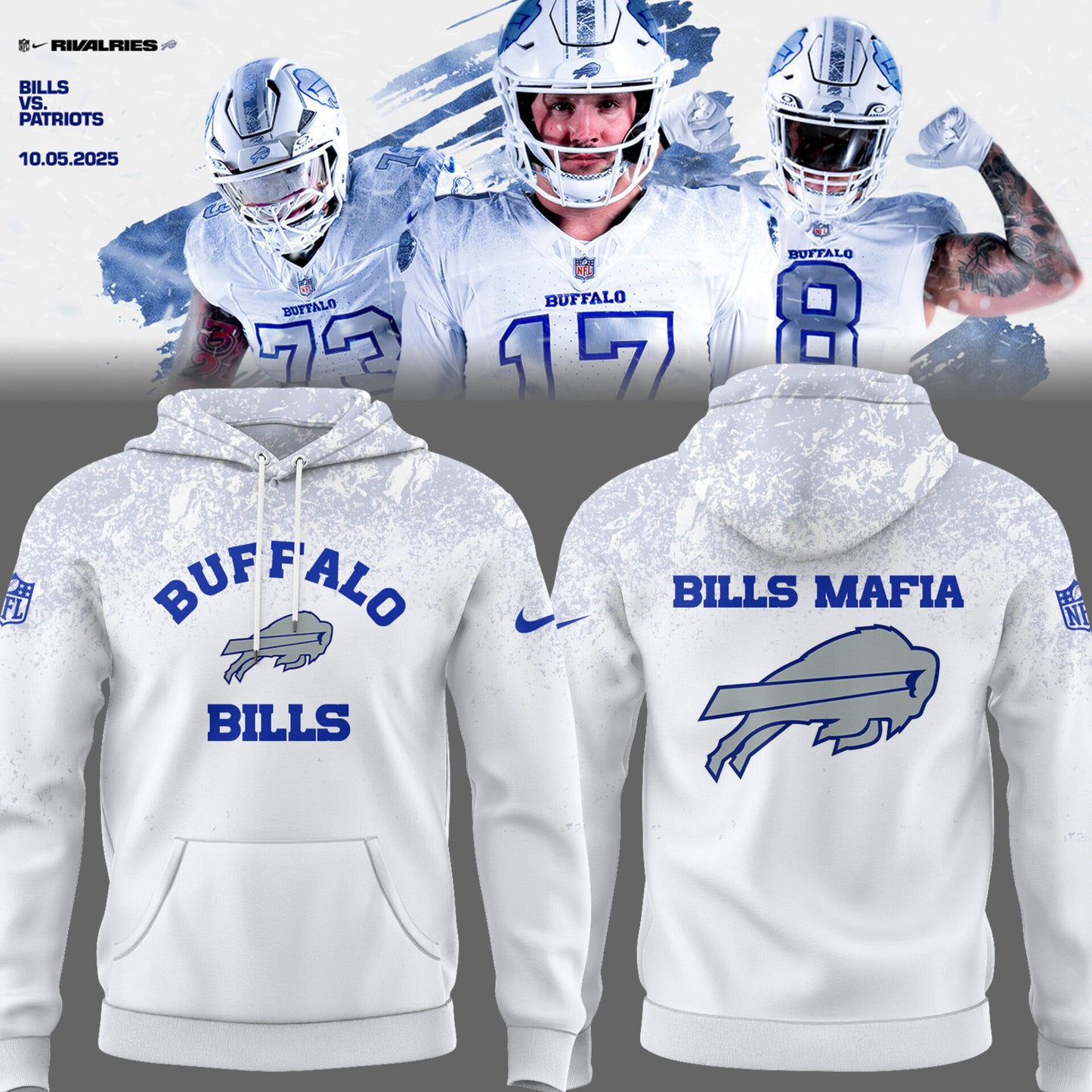 Buffalo Bills Cold Front Rivalries Hoodie | Cap | Joggers V8