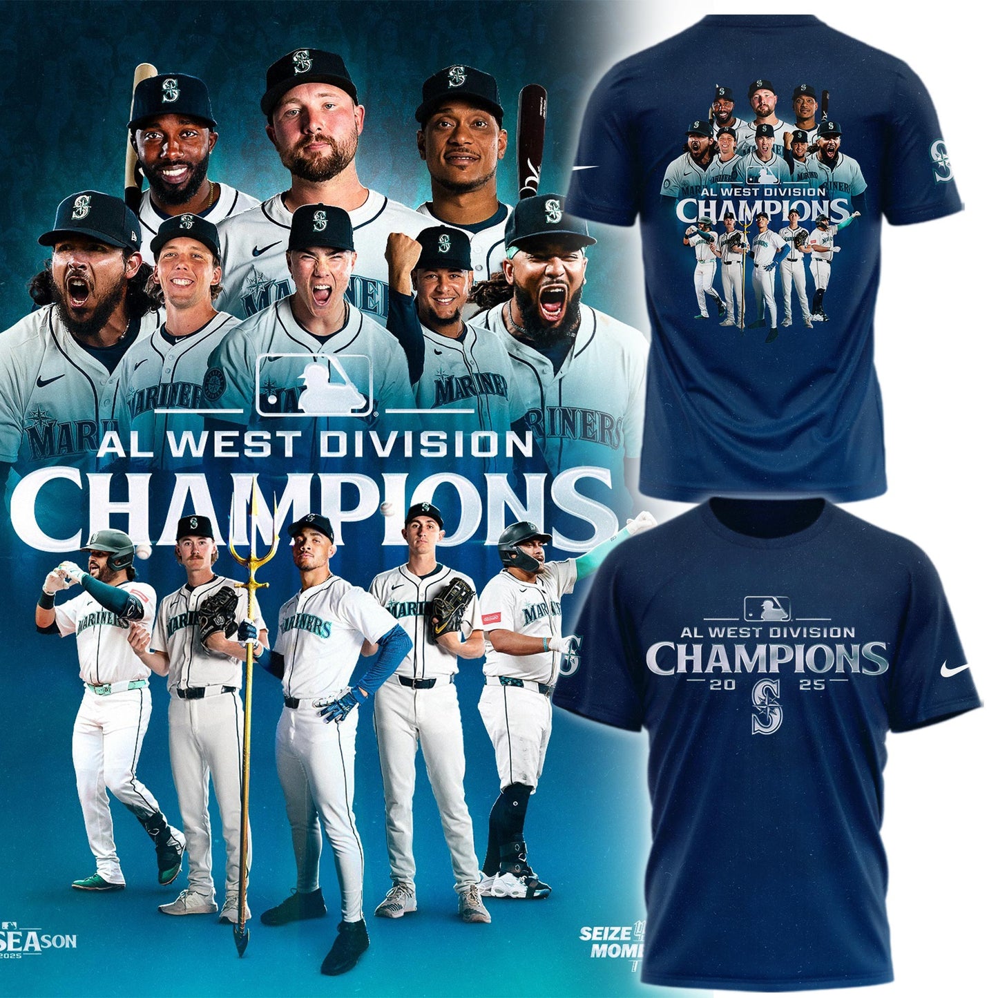 Seattle Mariners 2025 AL West Division Champions Limited Shirt v2