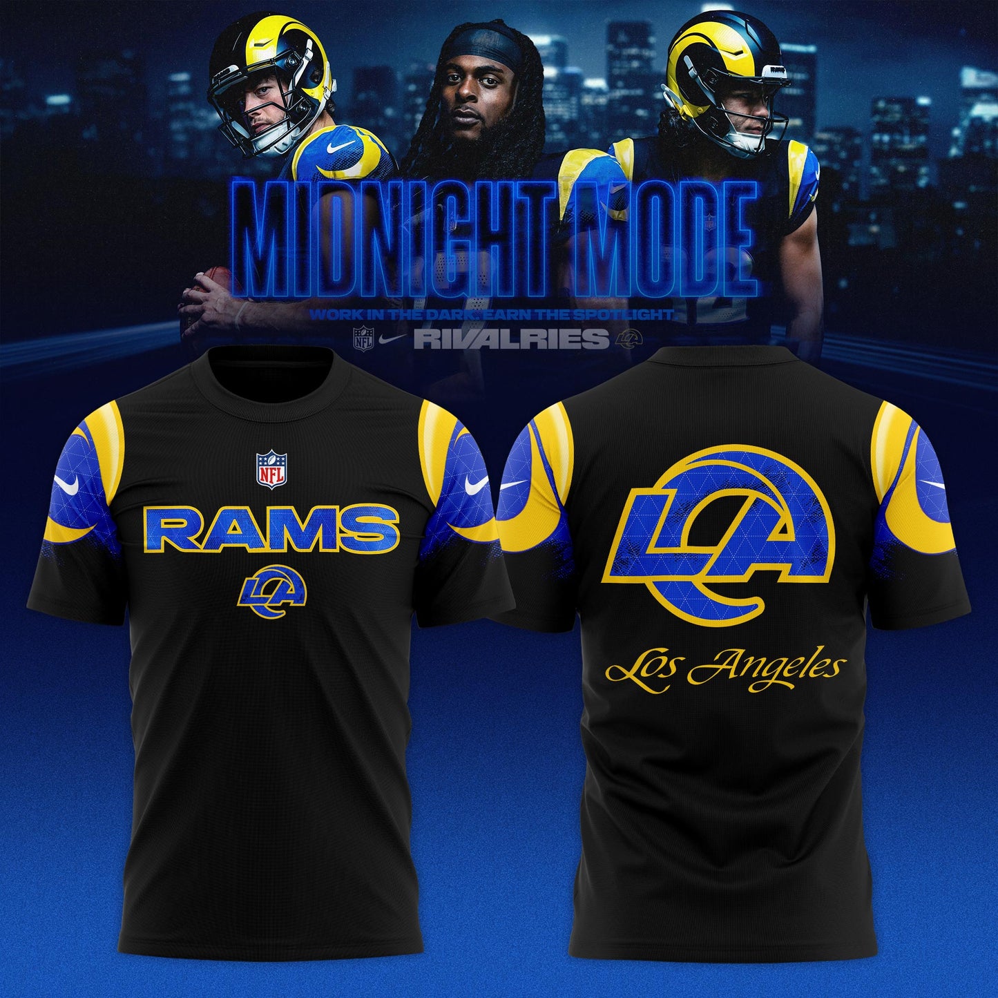 _ Los Angeles Rams Midnight Blue 2025 Rivalries Special T-shirt