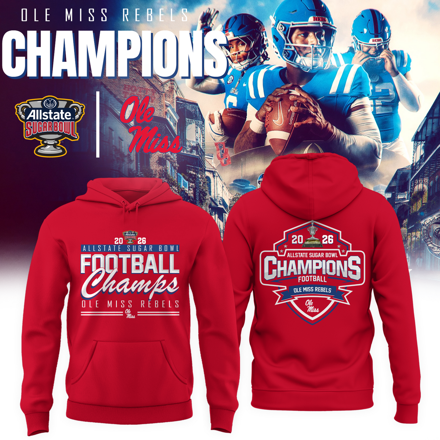 Ole Miss 2026 ALLSTATE SUGAR BOWL Champion Hoodie