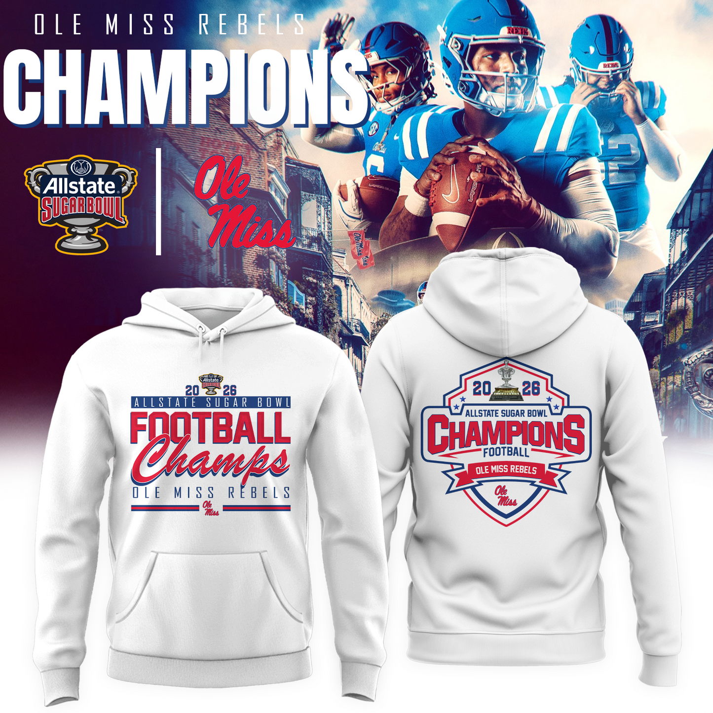 Ole Miss 2026 ALLSTATE SUGAR BOWL Champion Hoodie