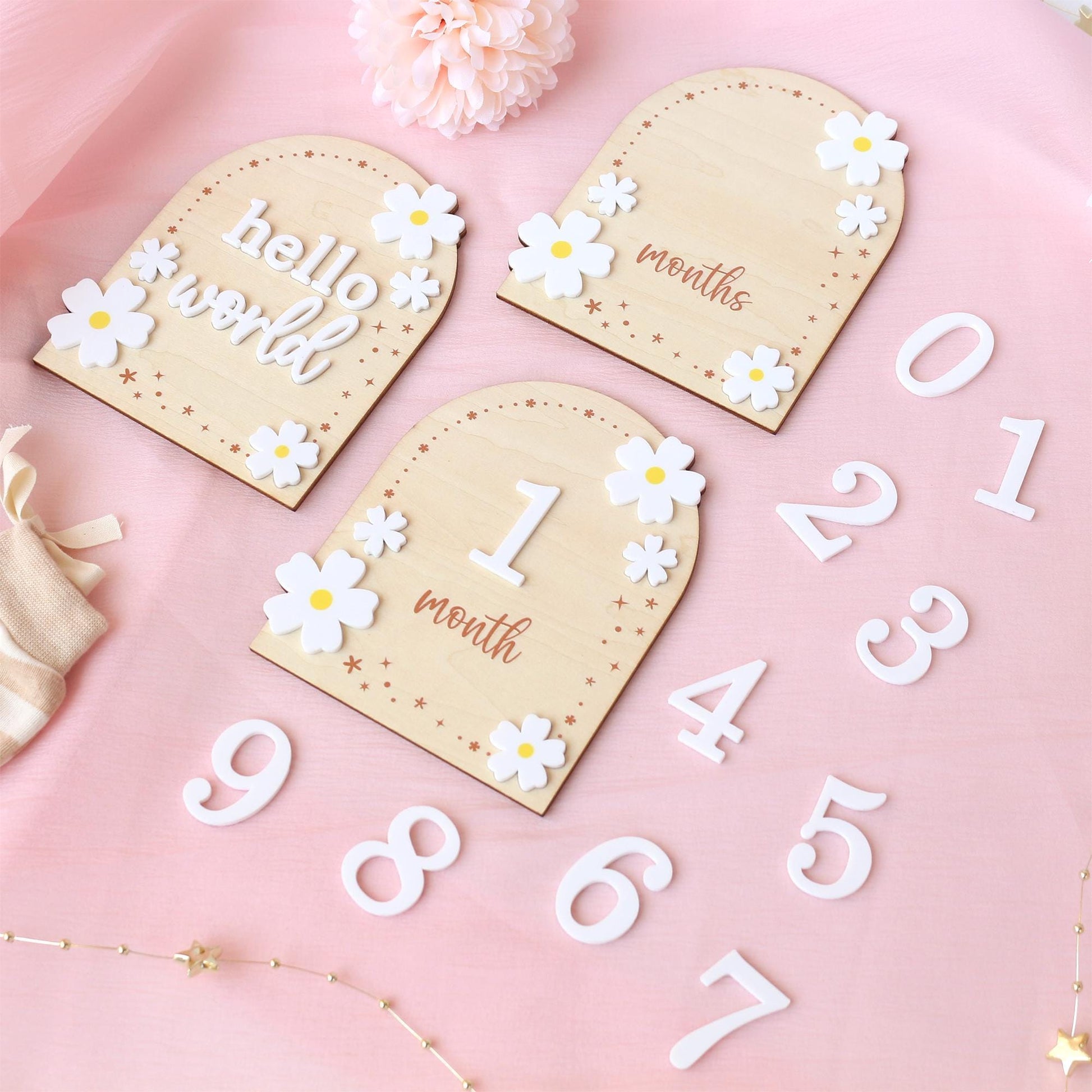 Baby Monthly Milestone Flower Baby Girl Name Sign Baby Girl Announcement Sign for Hospital Baby Photo Signs Baby Gift Baby Shower Gift