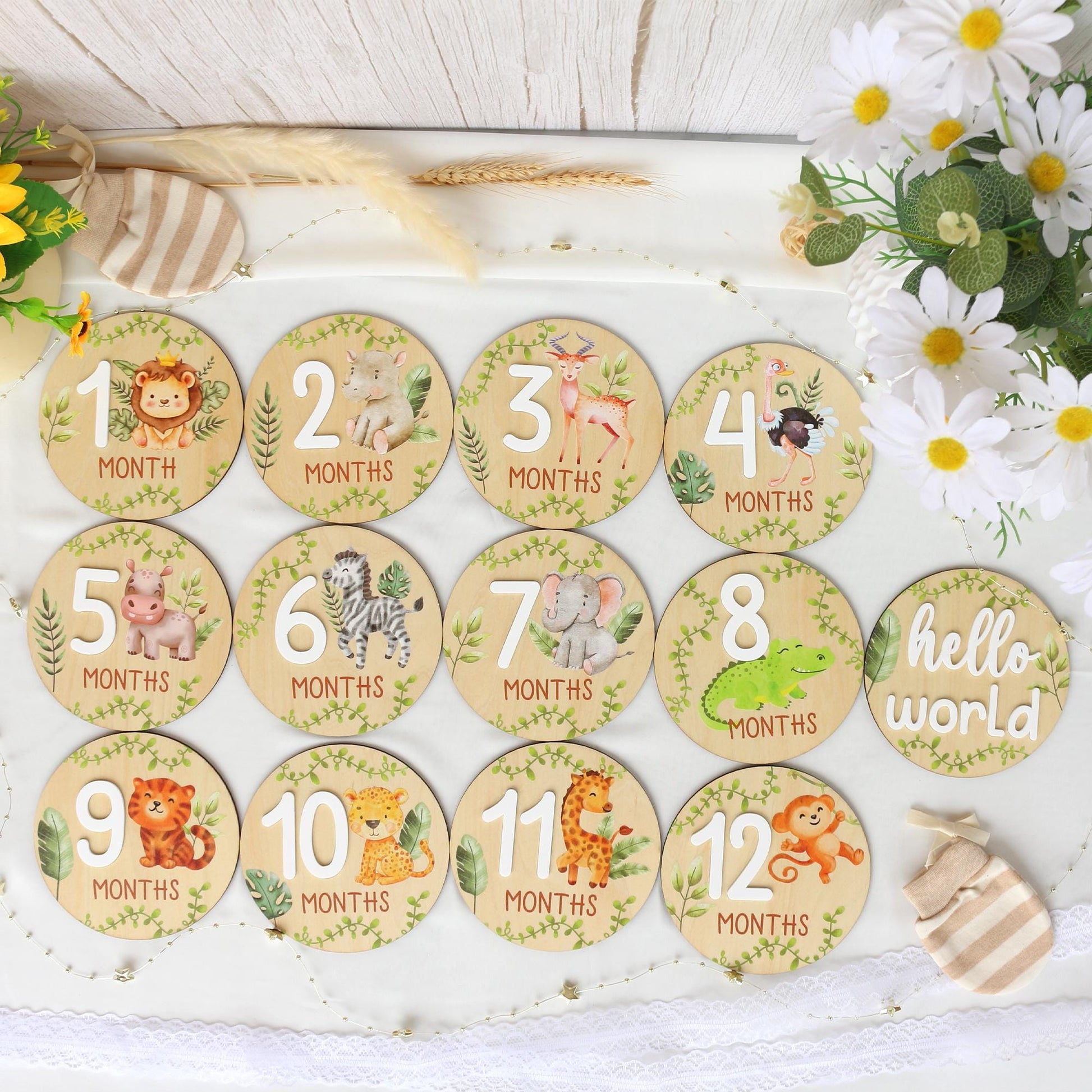 Baby Milestone Cards Safari Animals Monthly Milestone Baby Name Sign Baby Announcement Sign Baby Photo Signs Baby Gift Baby Shower Gift