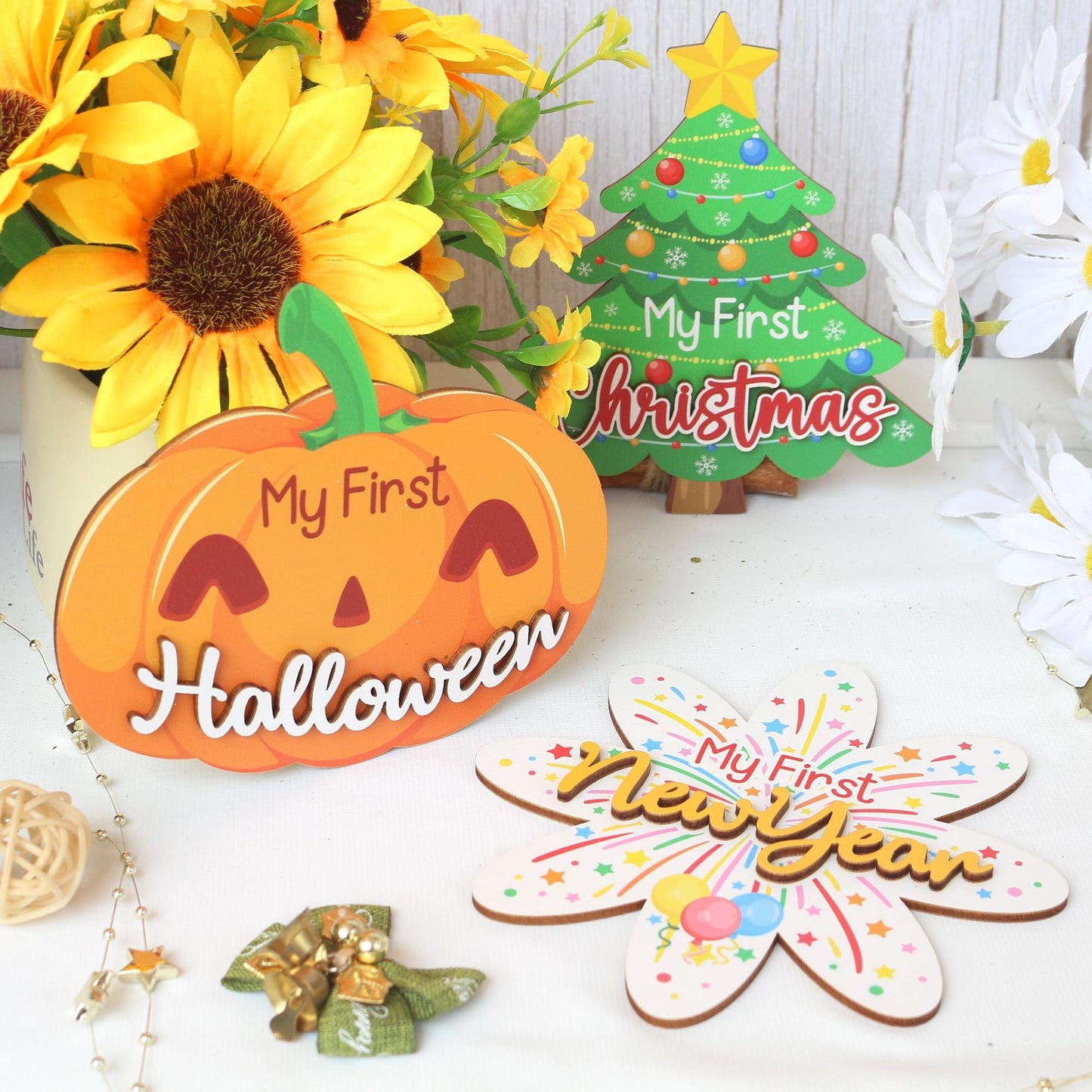 Baby Milestone Cards My First Holiday Milestones Baby Photo Props Baby Gift Baby Shower Gift Baby First Thanksgiving Day First Christmas Day