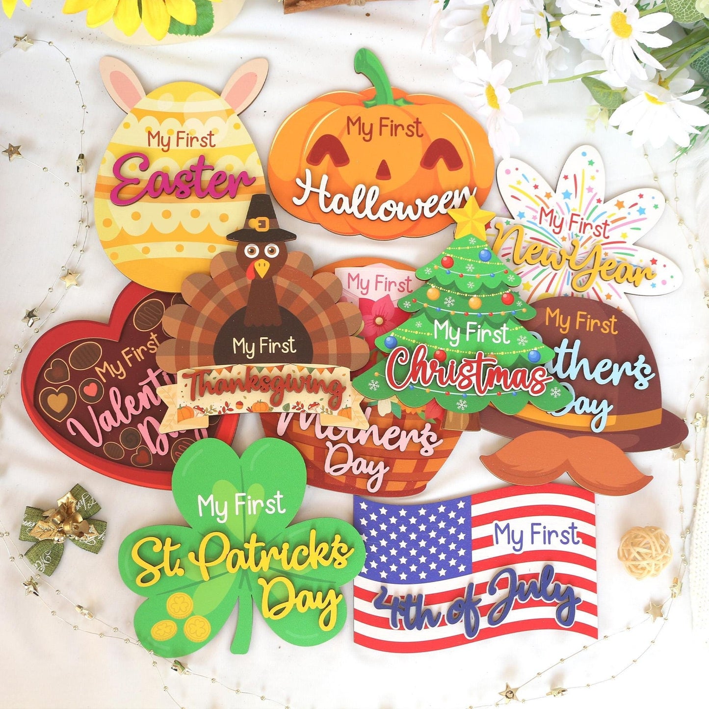 Baby Milestone Cards My First Holiday Milestones Baby Photo Props Baby Gift Baby Shower Gift Baby First Thanksgiving Day First Christmas Day