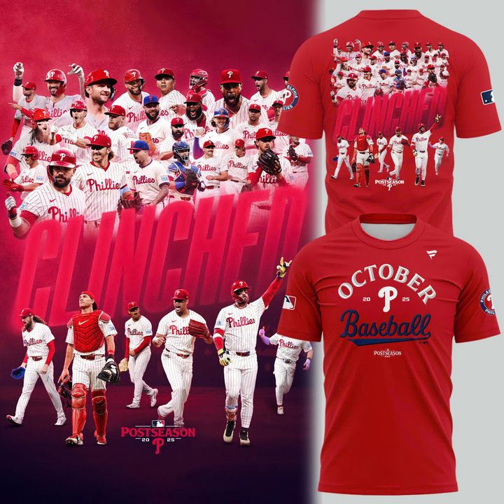 Special New October Ready 2025 MLB Postseason Clinched Uniform Red T-Shirt