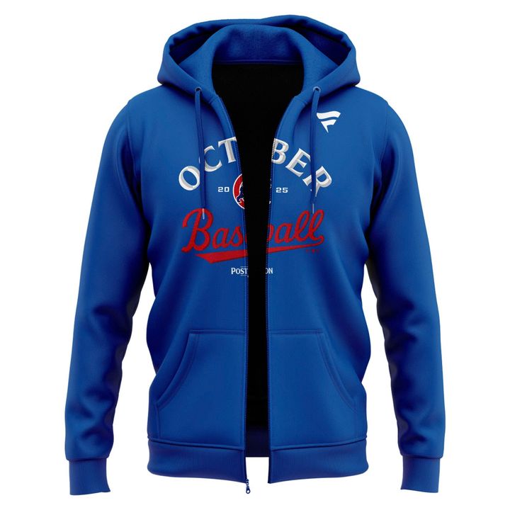 Special October Baseball Post Season 2025 Chicago Cubs Zip Hoodie 2