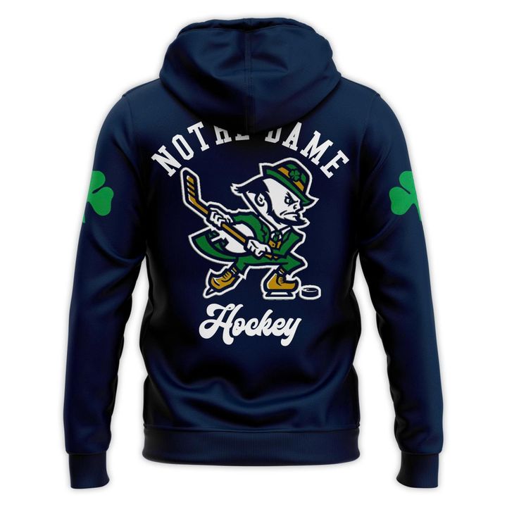 Notre Dame Fighting Irish Under Armour Hockey Leprechaun Rival Fleece Hoodie (Navi) v2