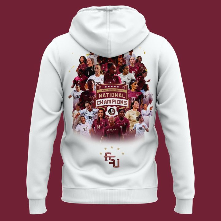 Unisex Champion White Florida State Seminoles 2025 NCAA Women's Soccer National Champions Locker Room Hoodie-V3(White)