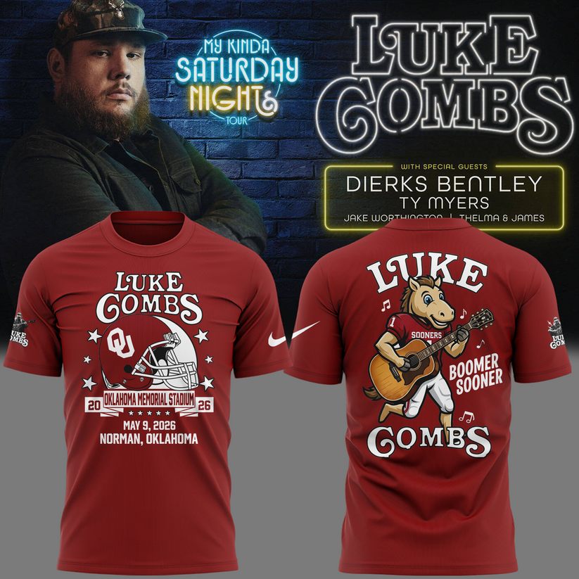 Luke Combs x Oklahoma Sooners My Kinda Saturday Night Tour 2026 Tshirt