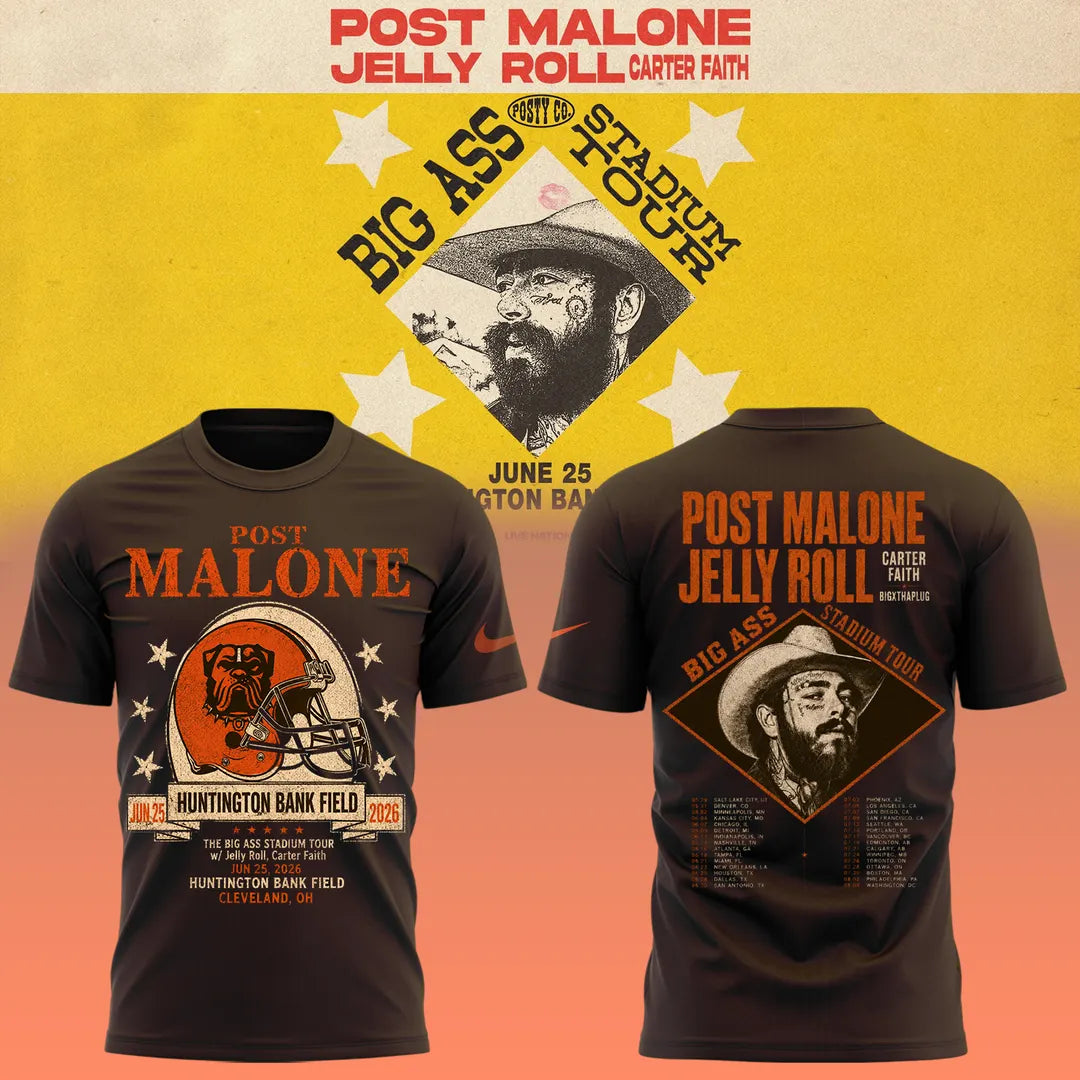 Post Malone The Big Ass Stadium Tour 2026 – Cleveland OH Huntington Bank Field T-Shirt