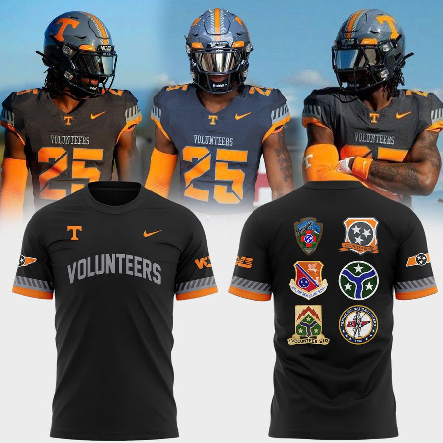 Special New Smoke Grey Tennessee Volunteers Spirit All Patchs T-Shirt