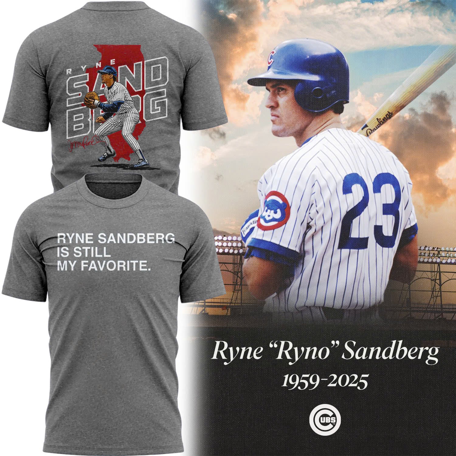 Special New Ryne Sandberg Forever Tshirt Grey