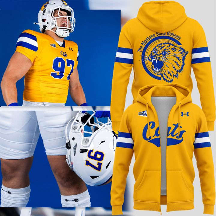 Special 2025 𝐆𝐎𝐋𝐃 𝐑𝐔𝐒𝐇 Montana State Football Zip Hoodie