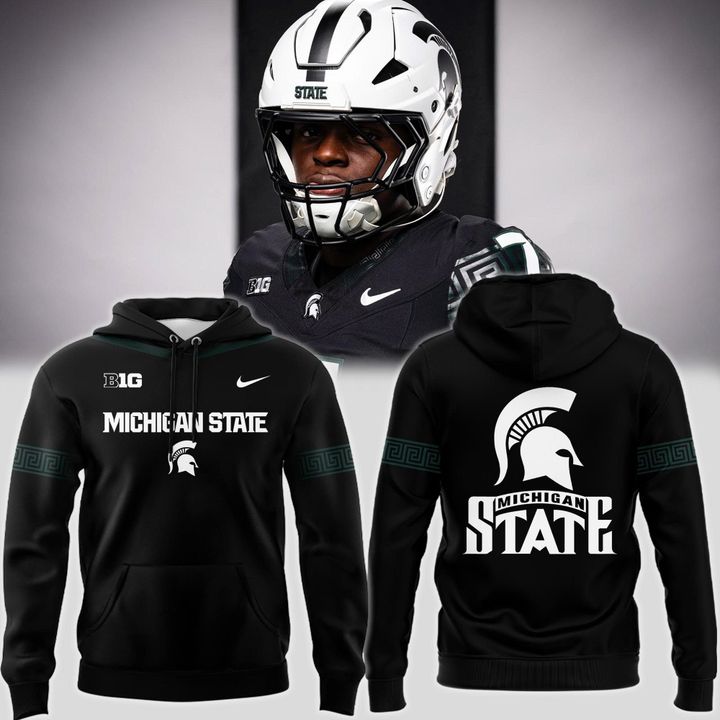 Special New Black Michigan State Spartans Wordmark Alternate Uniform Hoodie