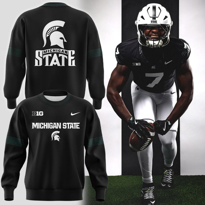 Special New Black Michigan State Spartans Wordmark Alternate Uniform Sweat