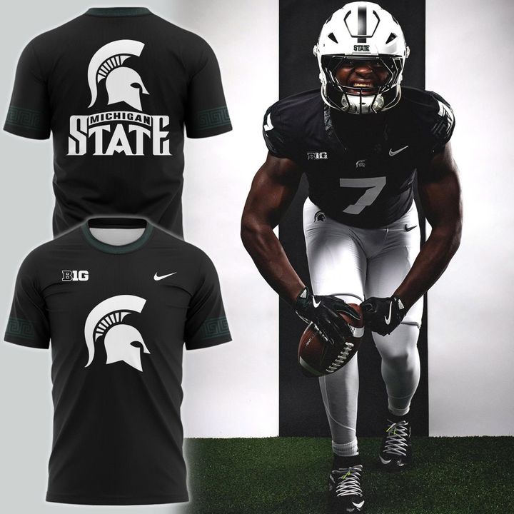 Special New Black Michigan State Spartans Alternate Uniform Tshirt