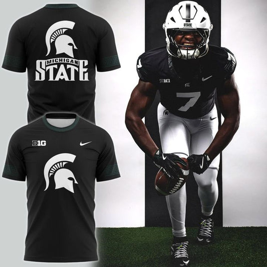 Special New Black Michigan State Spartans Alternate Uniform Tshirt