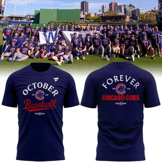 Special New 2025 October Ready Forever Chicago Cubs Navy T-Shirt