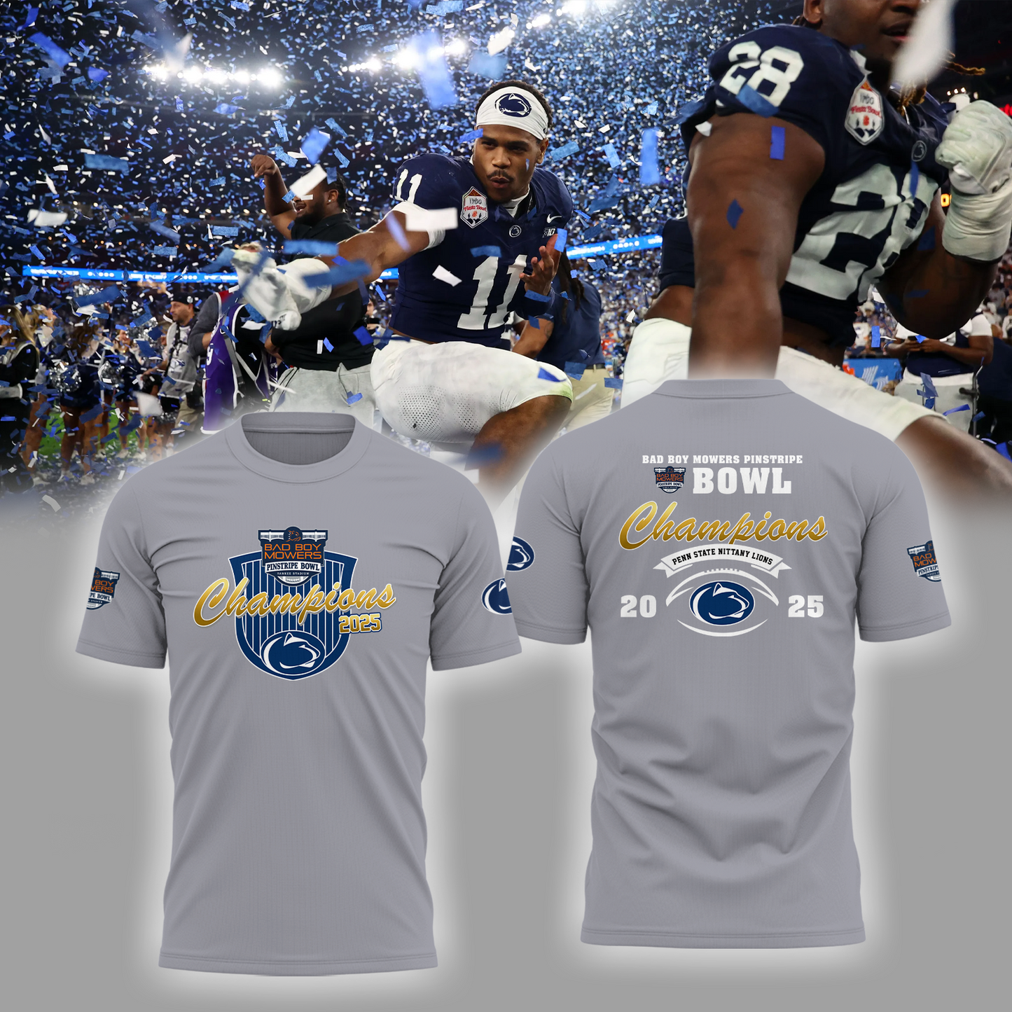 Penn State – BAD BOY MOWERS PINSTRIPE BOWL Champions T-shirt