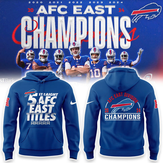Buffalo Bills Royal Five Straight AFC East Division Champions Our Time Is Now Hoodie V2