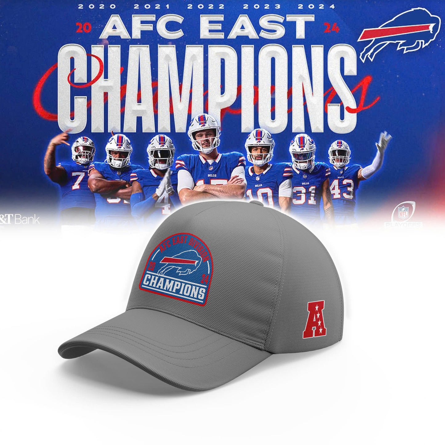 Buffalo Bills 2024 AFC East Division Champions Locker Room Trophy Collection Hoodie V2