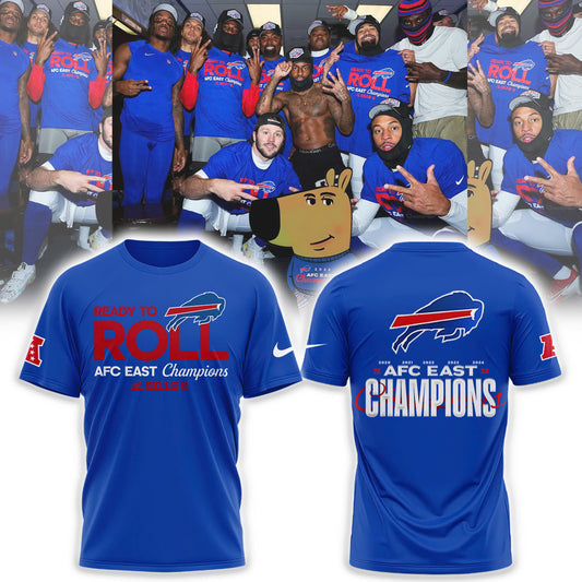 Buffalo Bills 2024 AFC East Division Champions Locker Room Trophy Collection TShirt V3